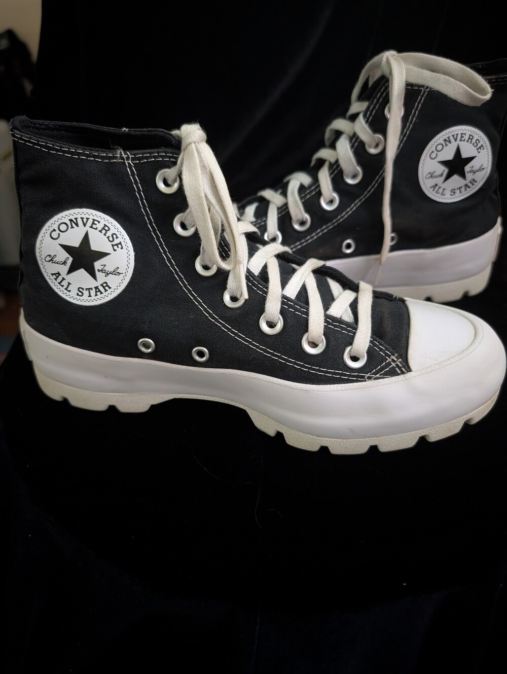 Converse Black & White High-Top Platform Sneakers